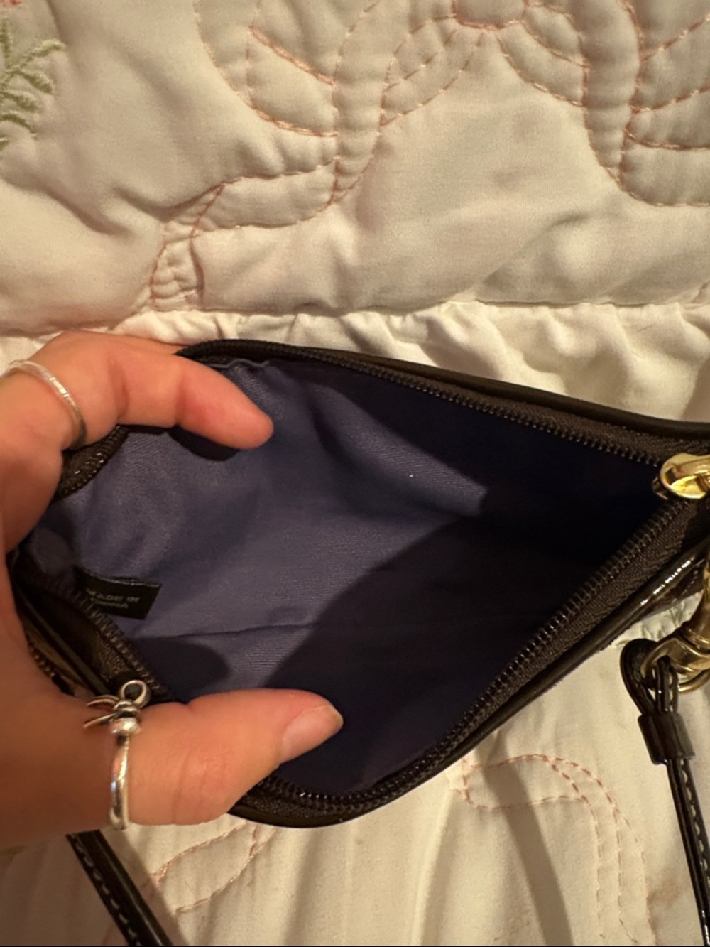 Coach Multi-Panel Patchwork Wristlet - Brown, Purple, Gold, Black - Picture 5 of 5